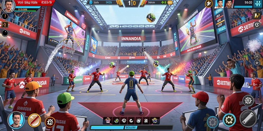 Screenshot menunjukkan level penuh warna yang menantang.